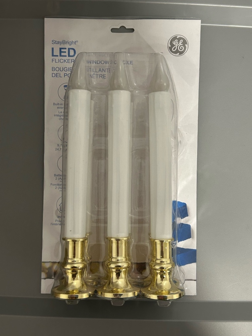 GE StayBright LED Flickering Window Candles, White with Gold Bases (Set of 6)